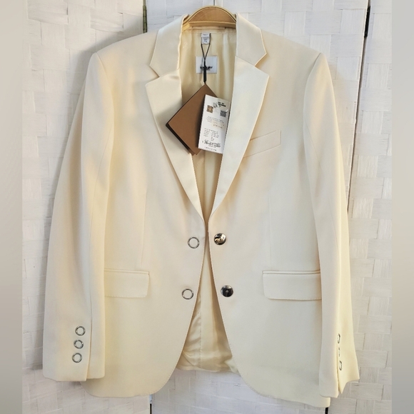 NWT$1,790 BURBERRY Caratown Wool Silk Trim Snap Tuxedo Blazer Jacket Sz 6 Medium - Picture 9 of 16